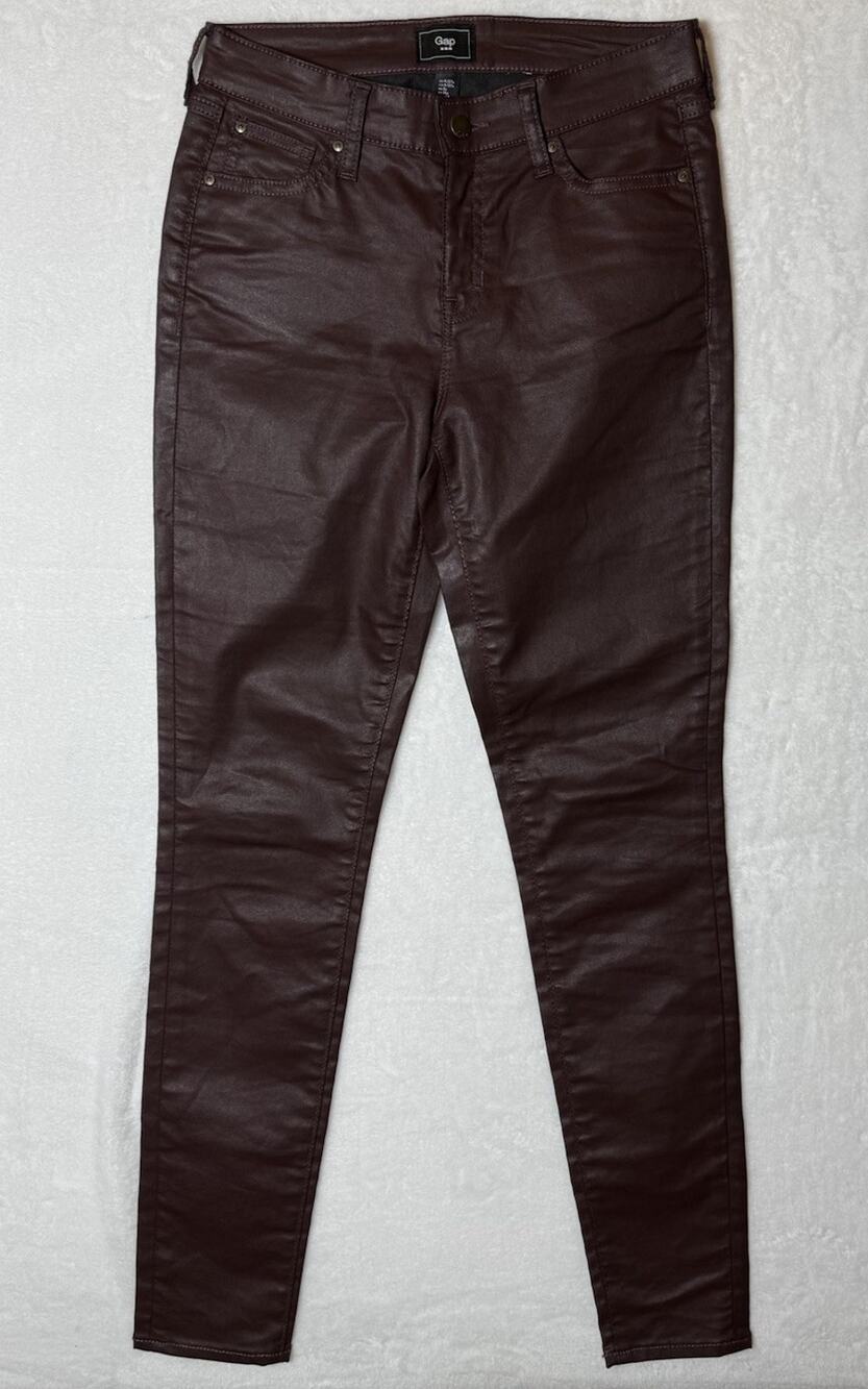 Gap Womens 27R 4 Burgundy Coated Skinny Jeans Faux Leather Look Stretch Pants